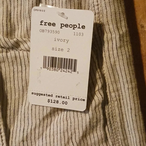 NWT Free People, Emerson Utility Pant ivory size 2 - Picture 6 of 7